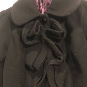 Women’s Ruffled Pea Coat (Black)
